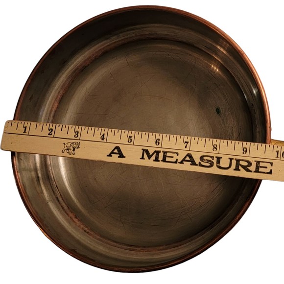 Antique Round Shape Copper Metal‎ Saute Frying Pan With Lid Size 9 x 9.5 - Picture 8 of 9